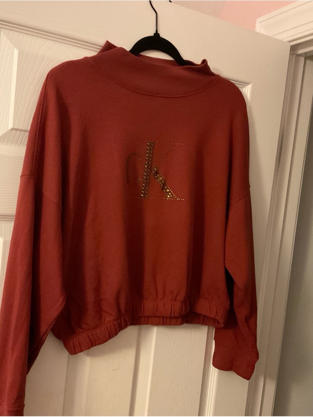 Calvin Klein Rust-Red Embellished Logo Pullover